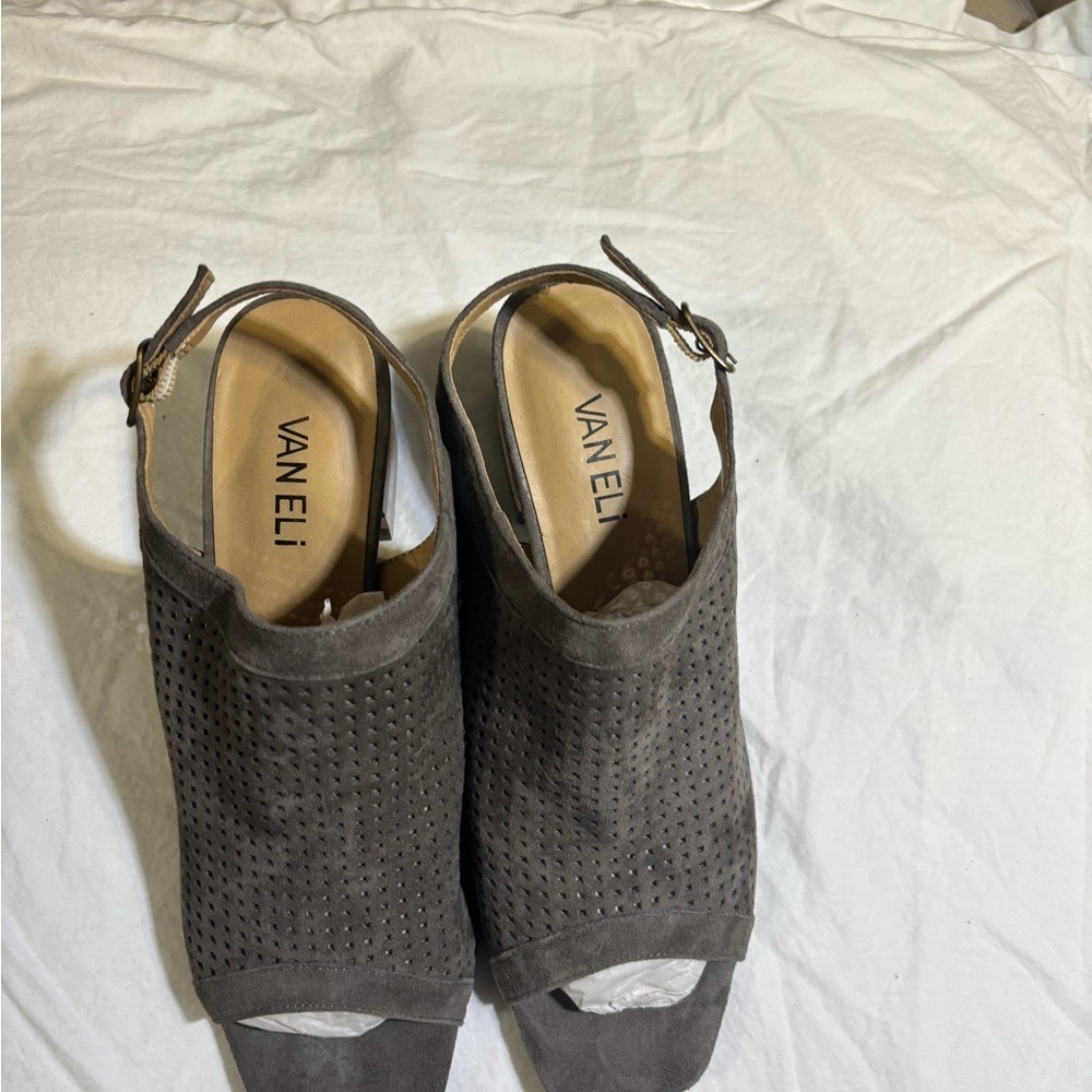 Vaneli Gray Peep-Toe Women's Shoes